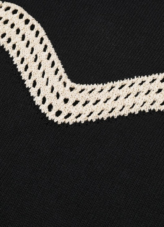 Mettalic Knit Contrast Top