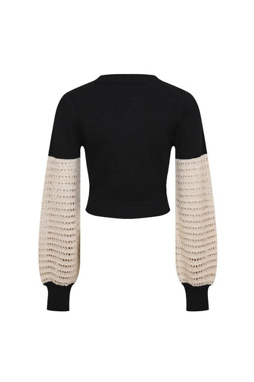 Mettalic Knit Contrast Top