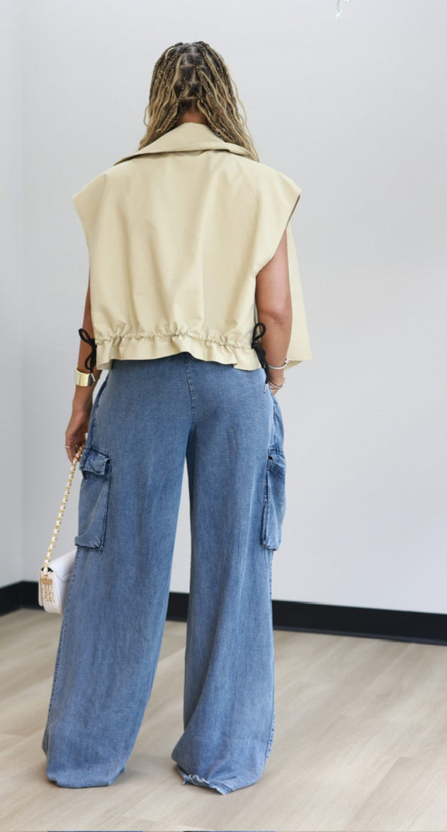 Sleeveless Khaki Vest