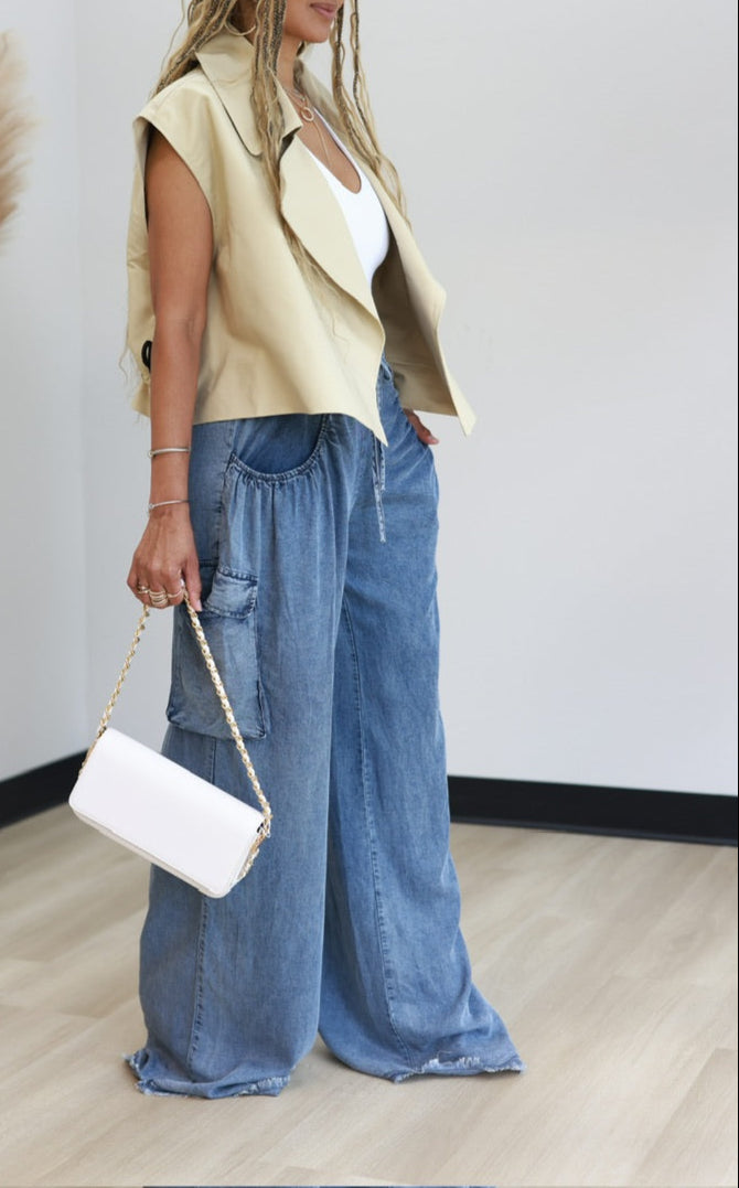 Sleeveless Khaki Vest