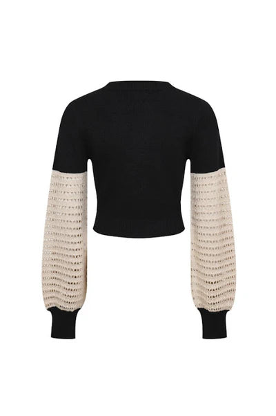 Mettalic Knit Contrast Top