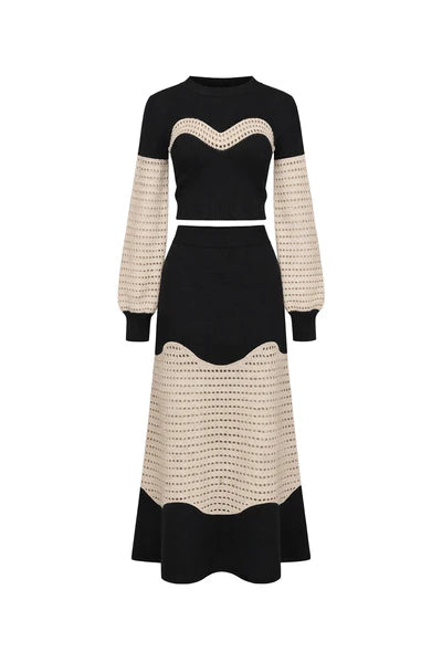 Mettalic Knit Contrast Top