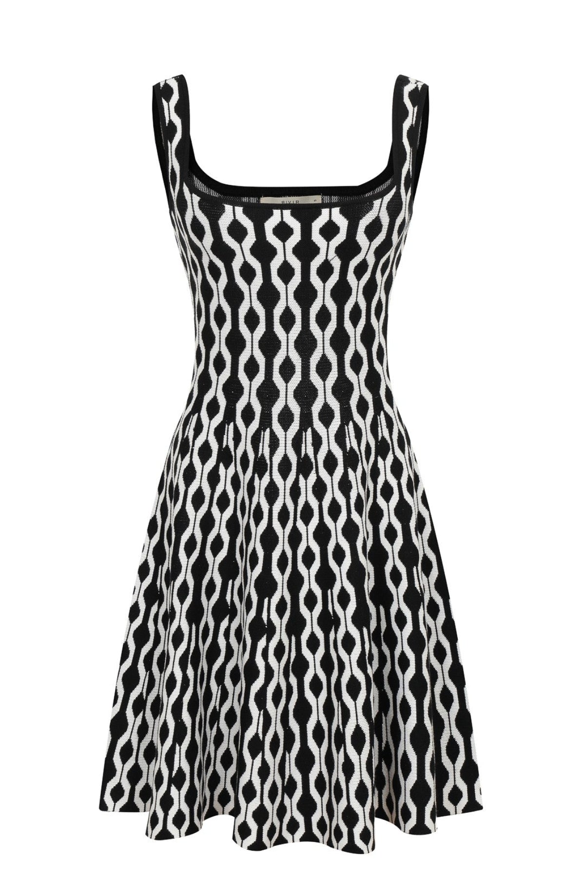 Black and white patterned dress on a white background