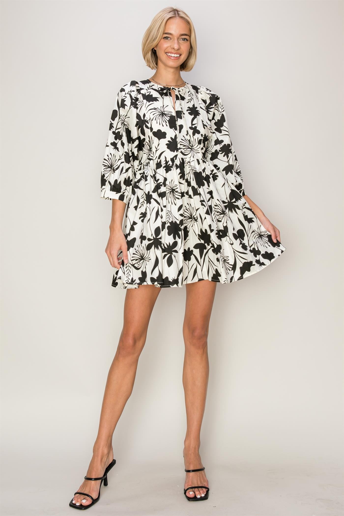 Women's Black and White floral mini dress – MyGirlfriend'sClosetBoutique