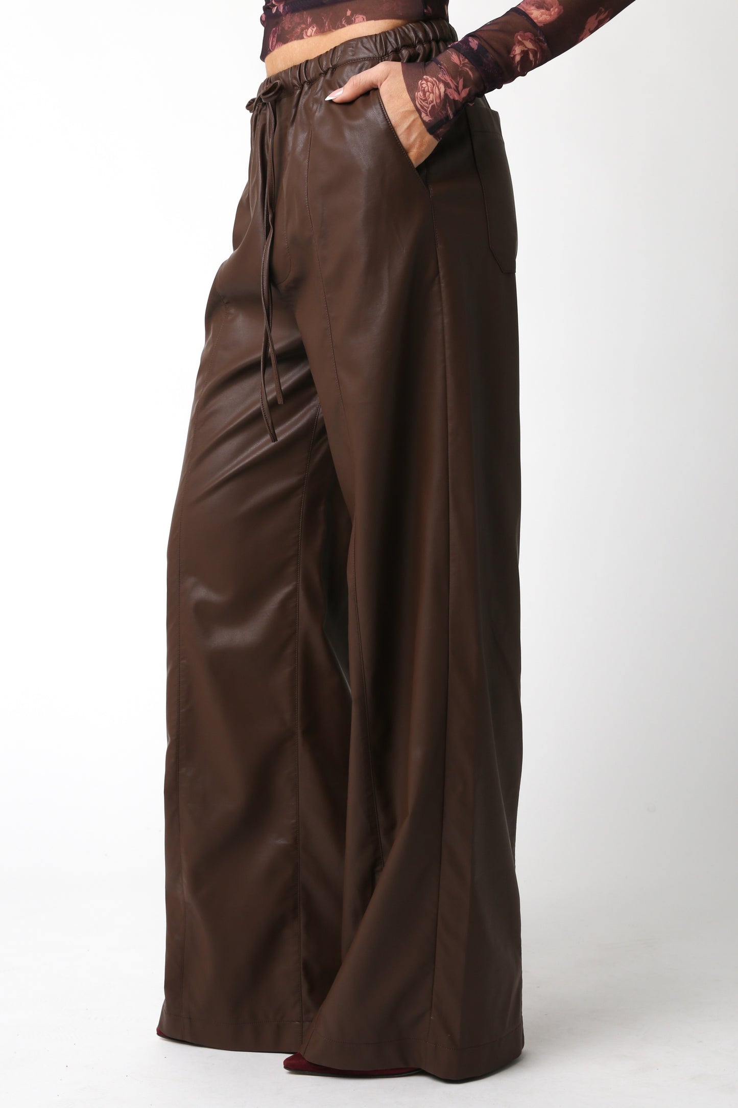 Women's Brown Faux Leather pants