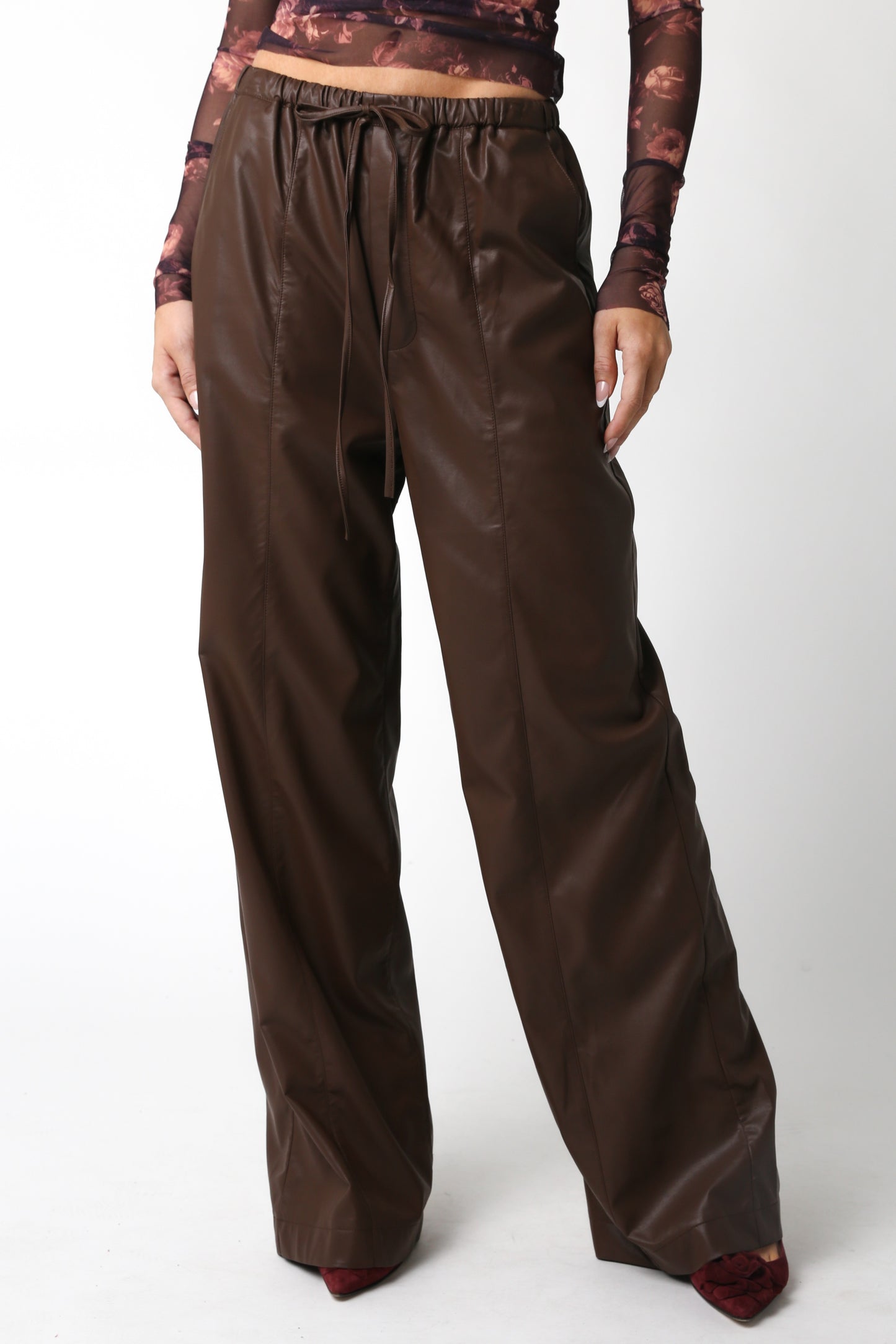 Women's Brown Faux Leather pants