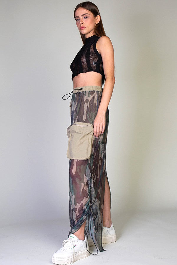 Women's Camo Mesh Long Skirt