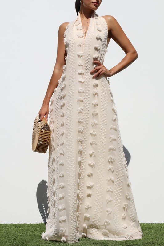 Cream Halter Maxi Dress