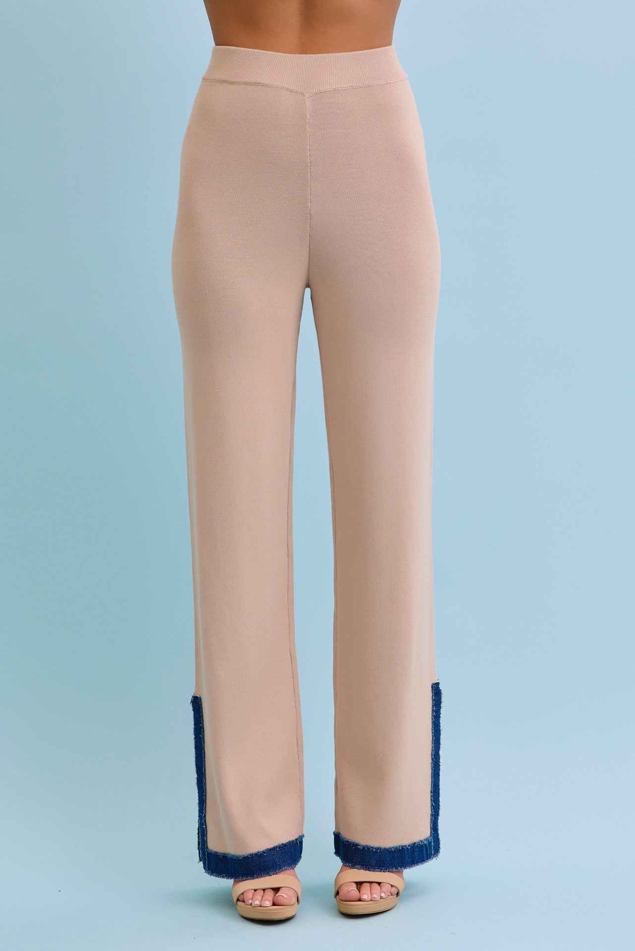 Denim Charm Striped Cardigan with Matching Pants Set