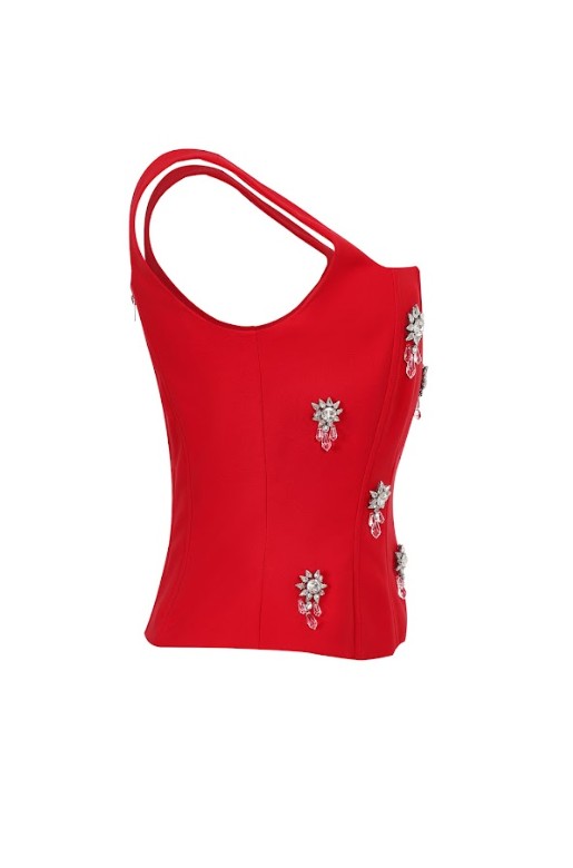 Embellished Corset Top Red