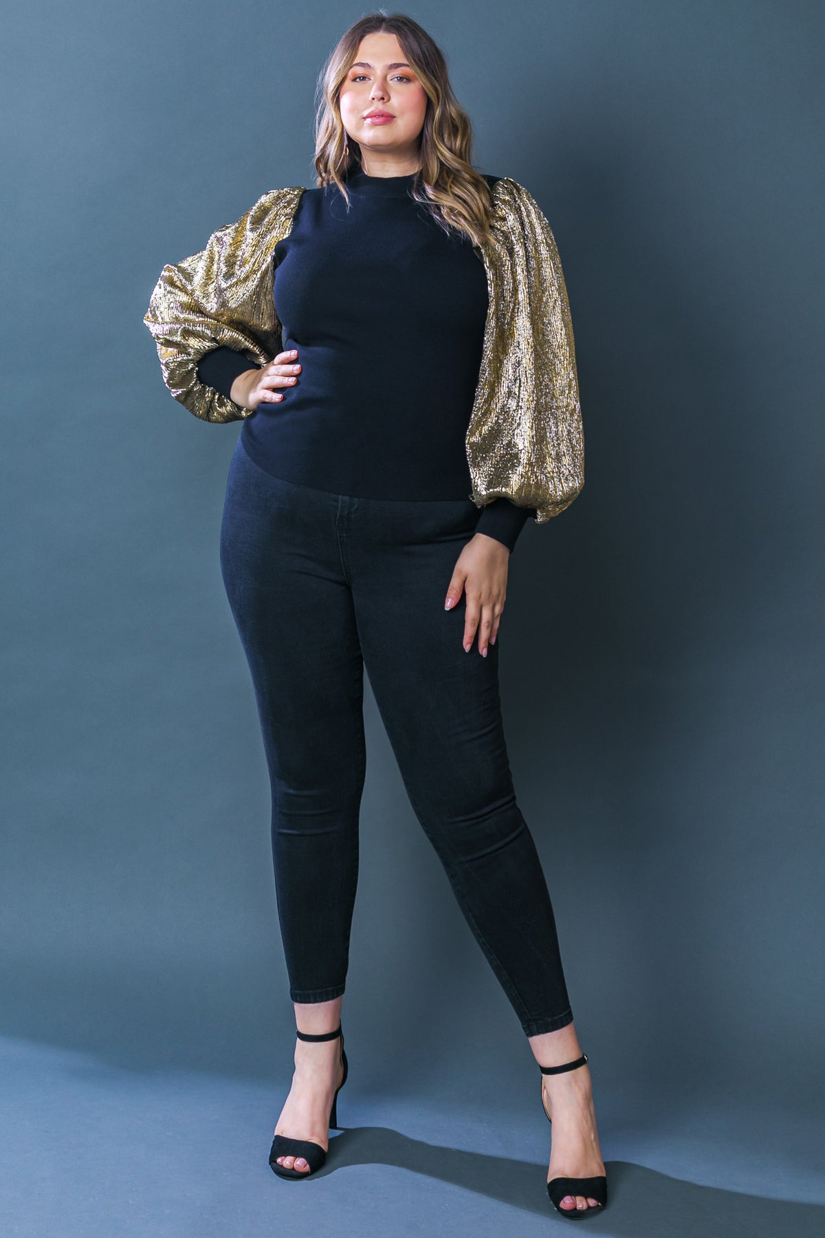 Plus size gold metallic sweater sale