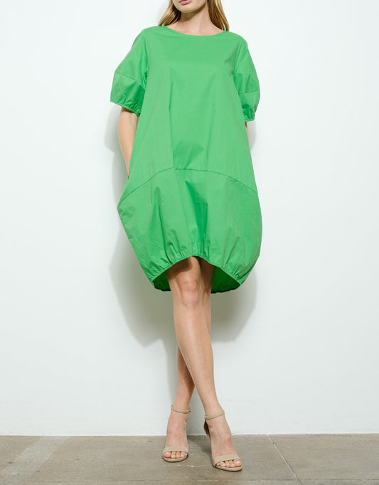 Green Bubble Hem Mini Dress