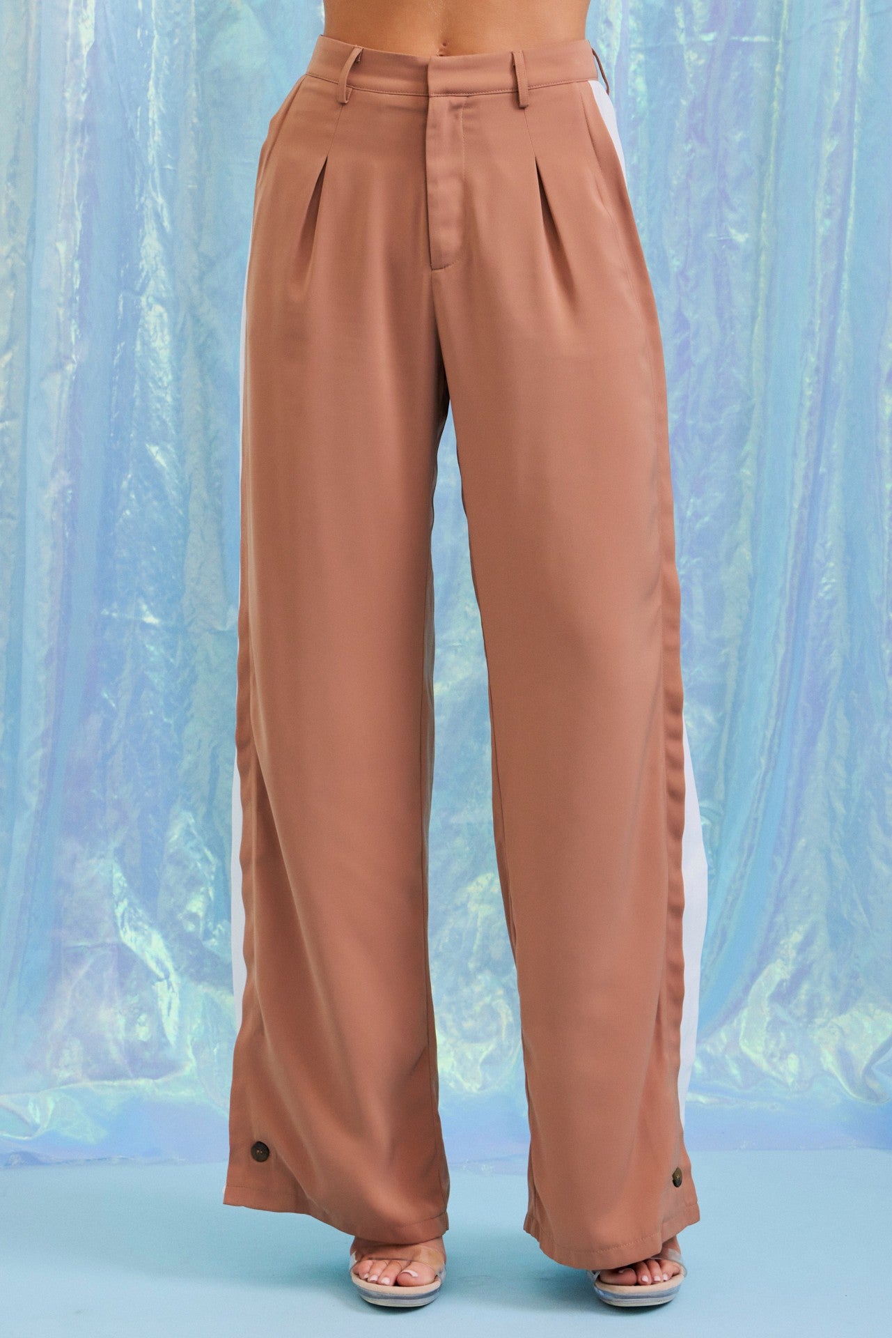 Mocha 2pc matching pants set with stripes