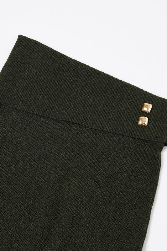 Women's Matching Green 2pc Knit Skirt Set