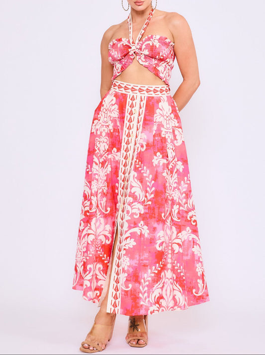 Red Skirt Set with matching bandeau top