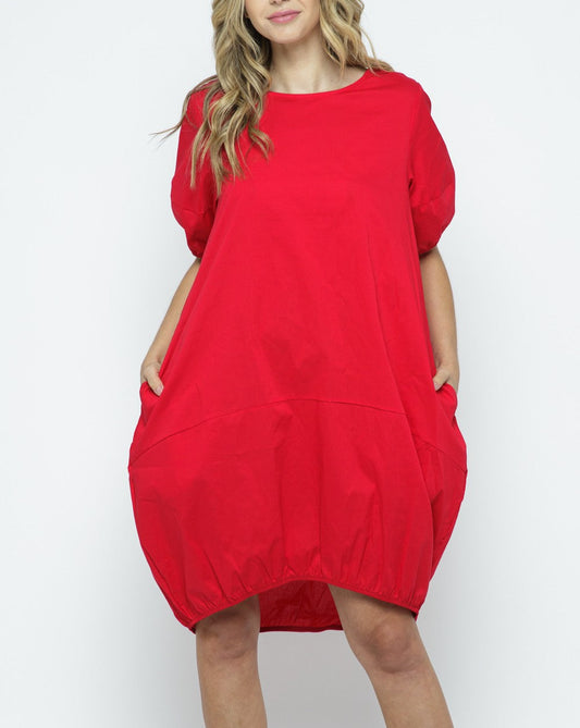Red Bubble Hem Mini Dress