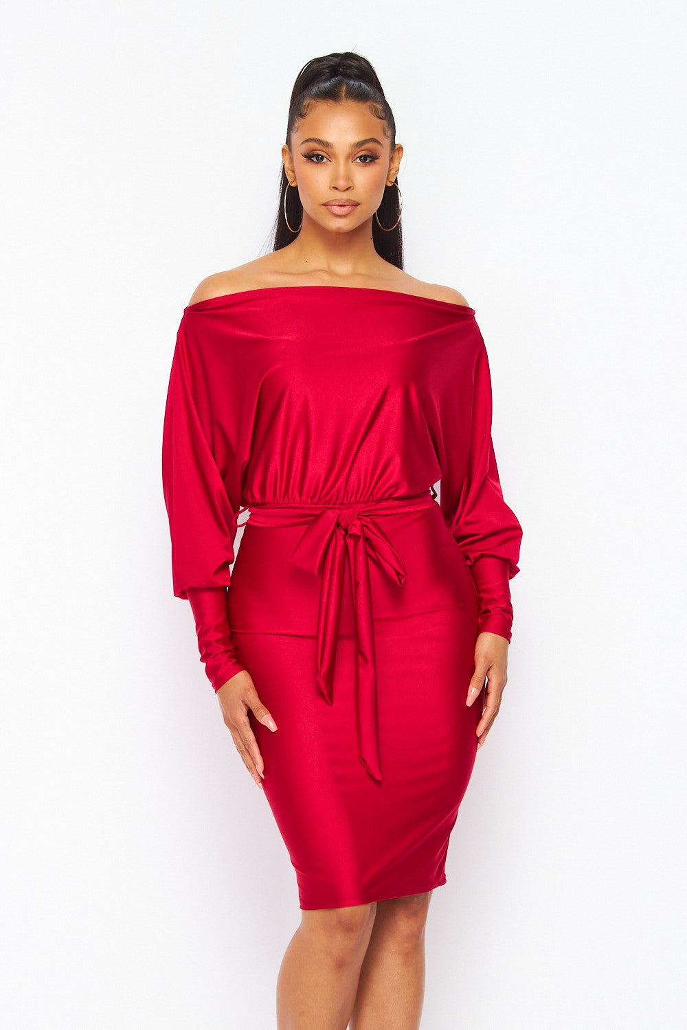 Women's red off the shoulder dress