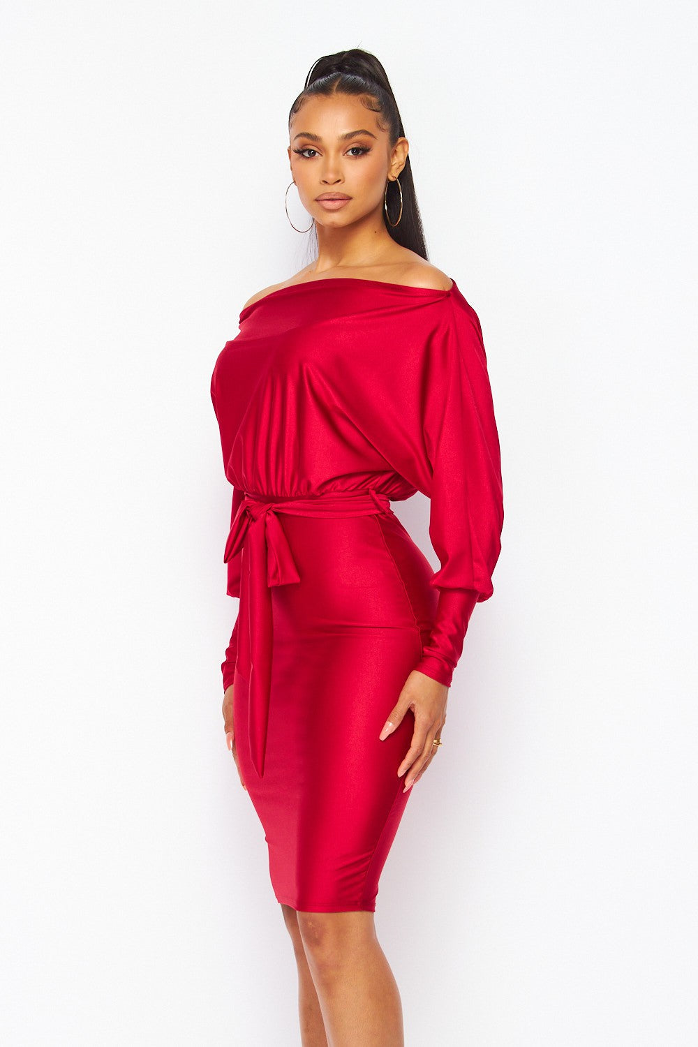Women's red off the shoulder dress