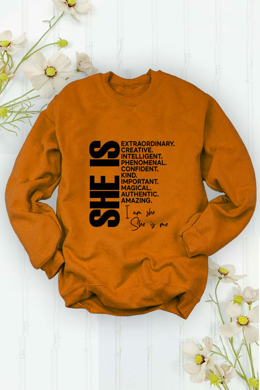 SHE IS Sweatshirt (Pumpkin Orange)