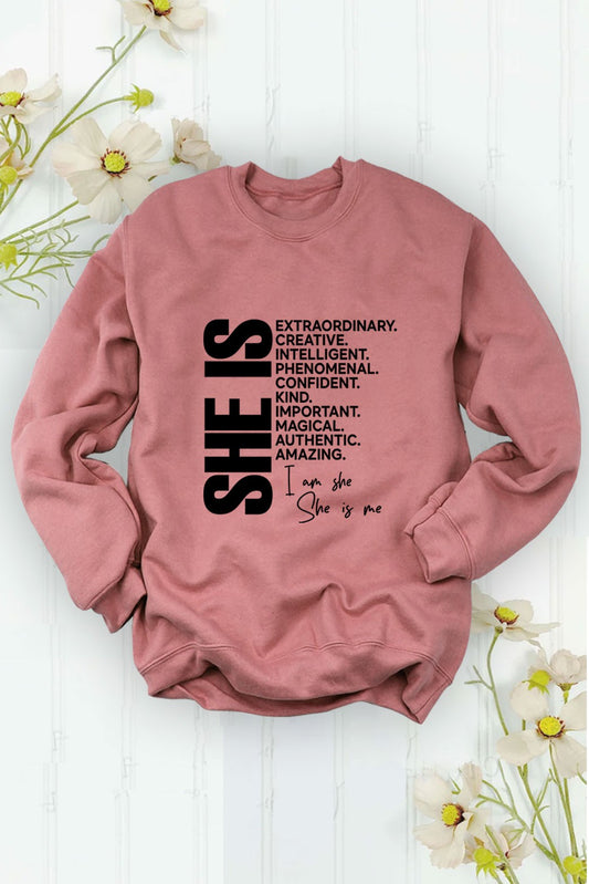 SHE IS Sweatshirt (dusty rose)