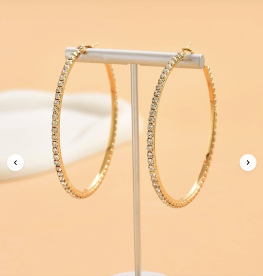 Women's Crystal Silver-gold large hoop earrings