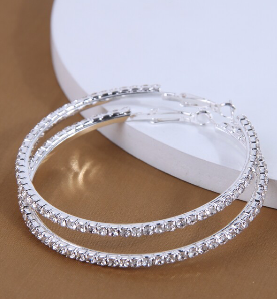 Women's Rhinestone Hoop Earrings (silver)