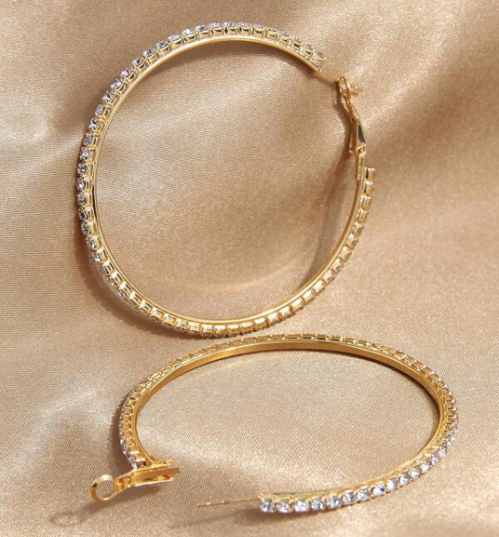 Women's Rhinestone Hoop Earrings (gold)