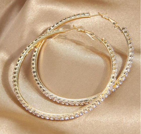 Women's Rhinestone Hoop Earrings (gold)