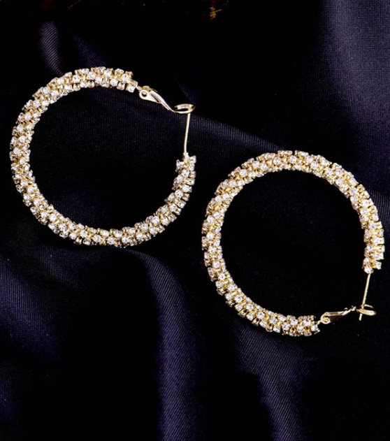Women's Rhinestone Circle Hoop Earrings