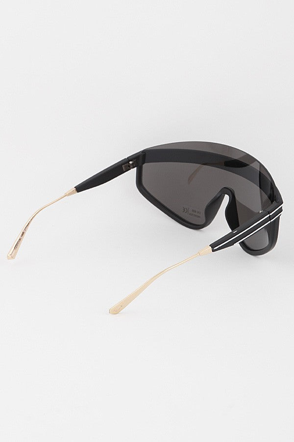 Stripe band shield sunglasses