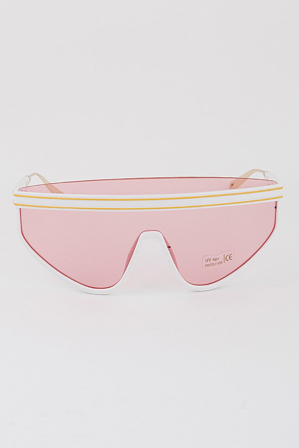 Stripe band shield sunglasses