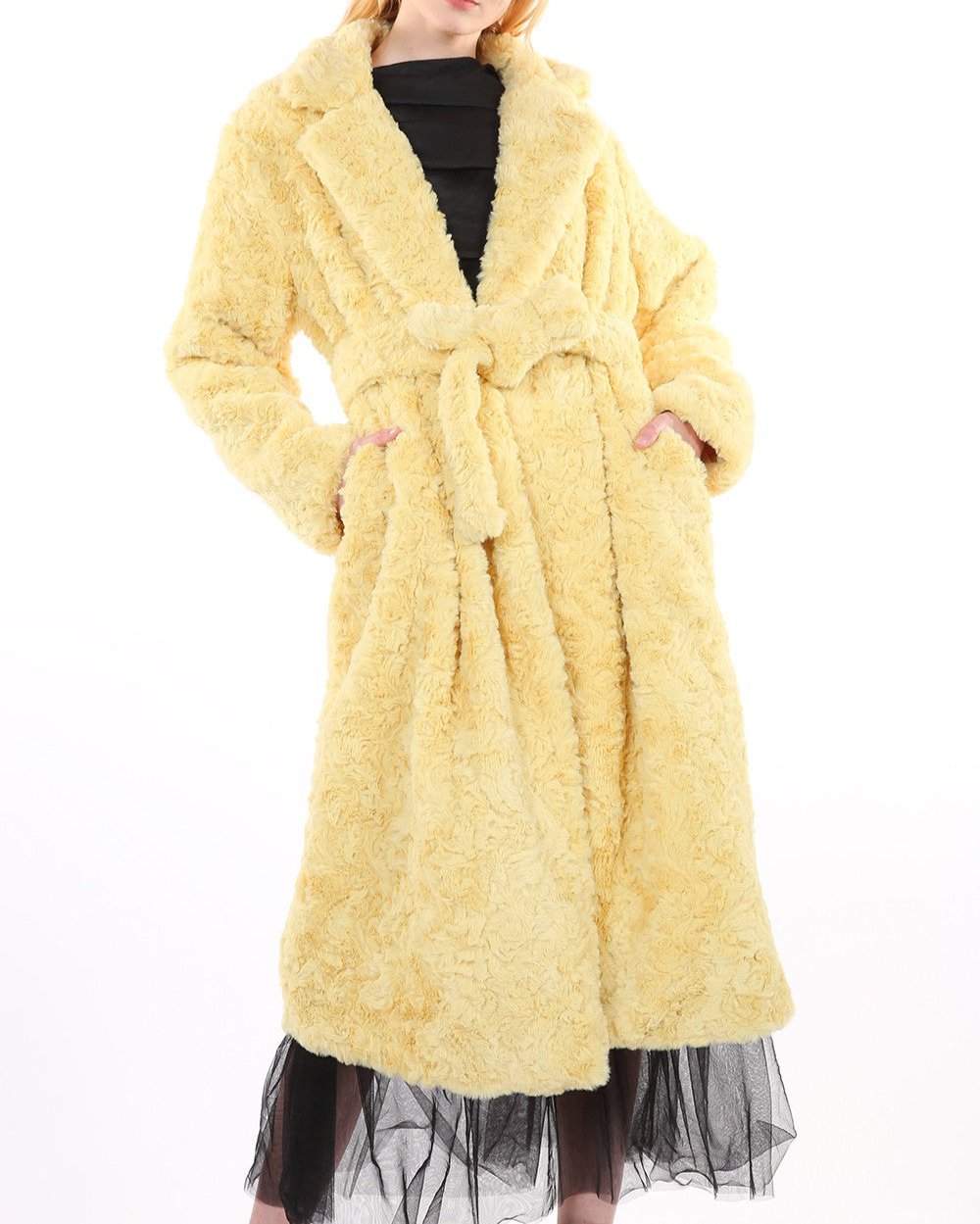 Yellow Faux Sherling Coat