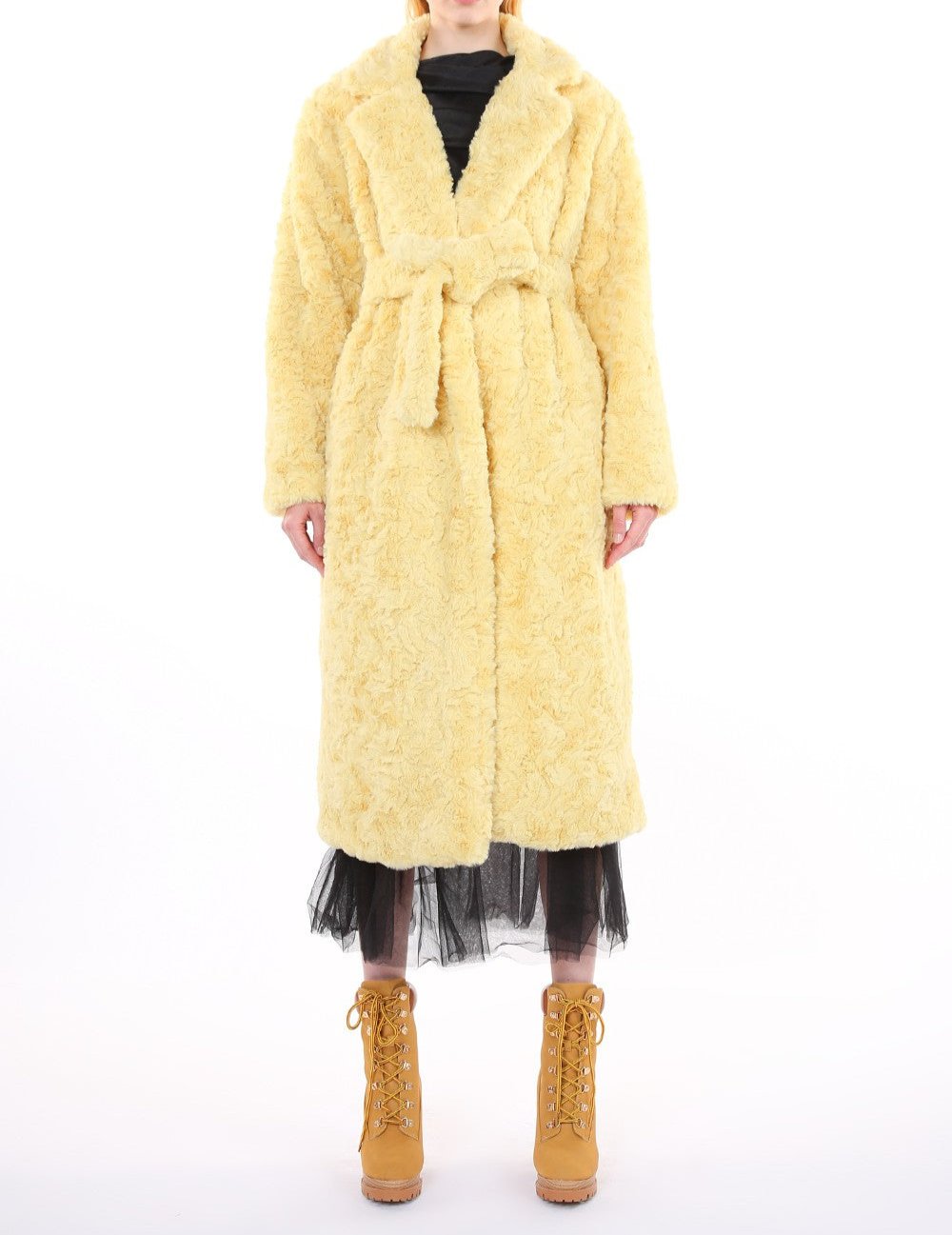 Yellow Faux Sherling Coat