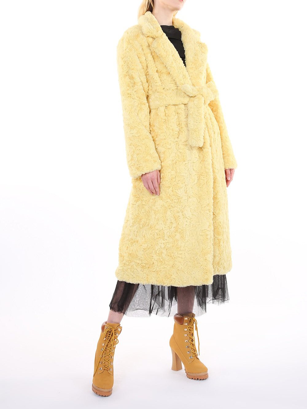 Yellow Faux Sherling Coat