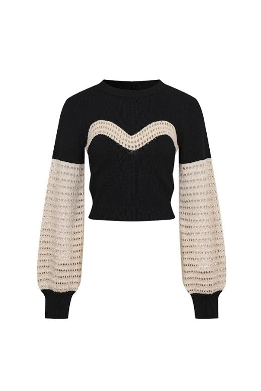 Mettalic Knit Contrast Top