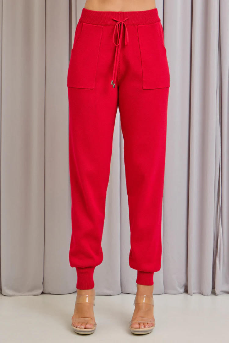 Knit Jogger 2pc set (Red)