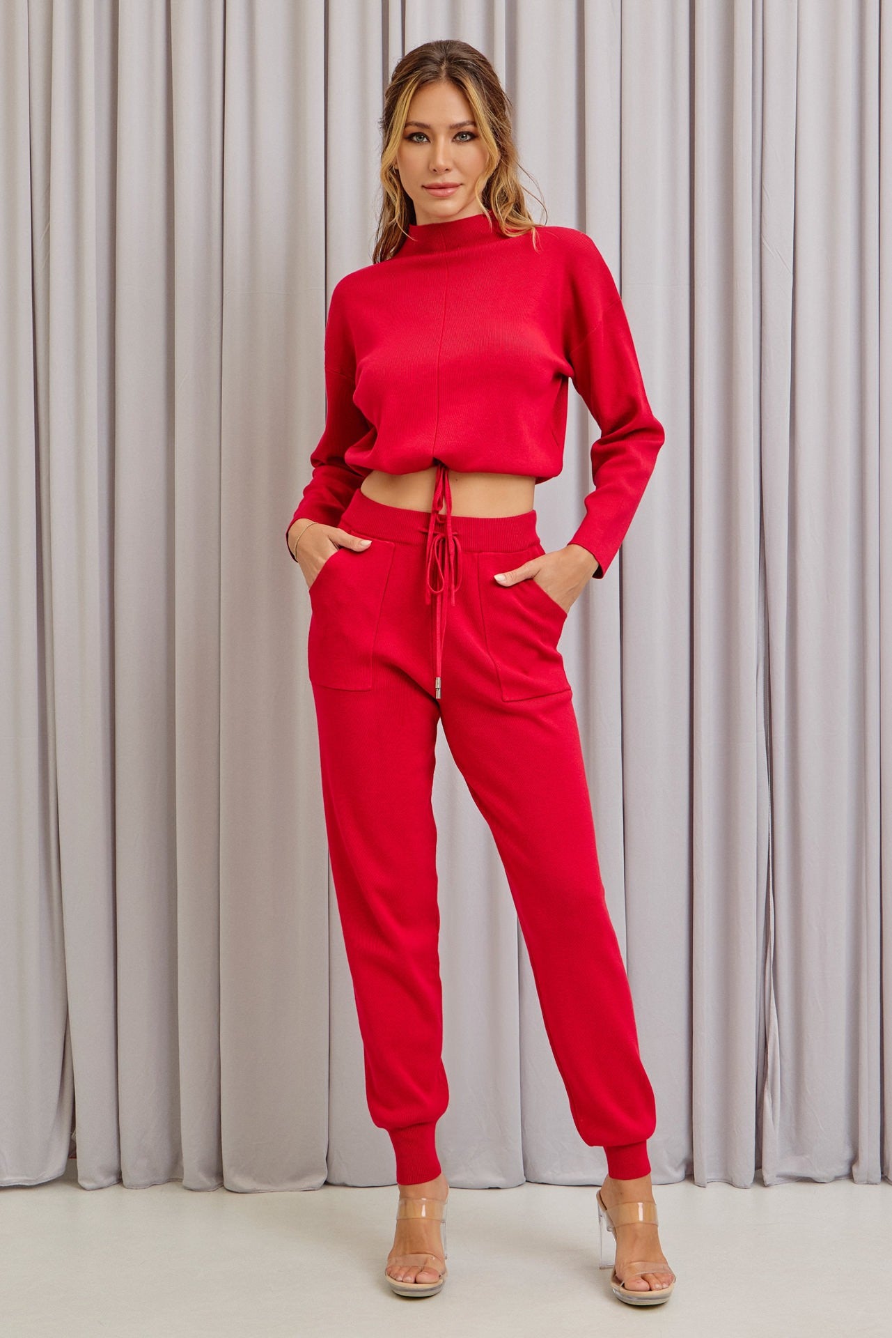 Knit Jogger 2pc set (Red)