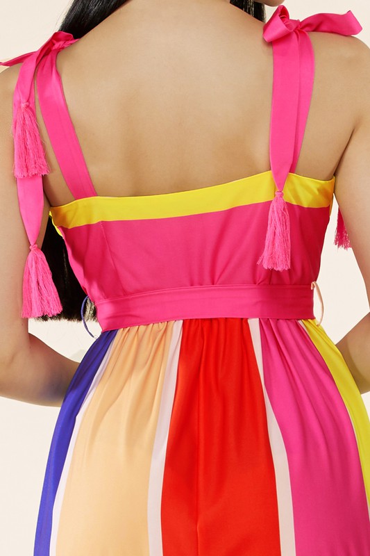 Multi color wrap maxi dress