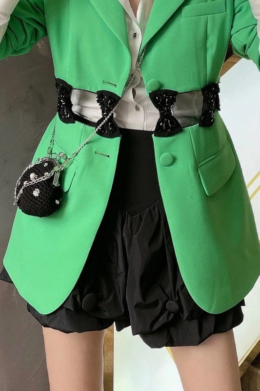 Green Blazer with cut out details