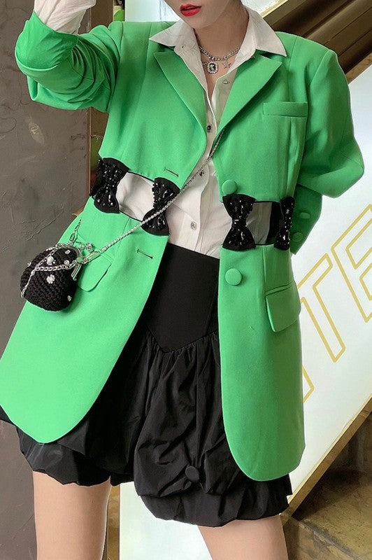 Green Blazer with cut out details