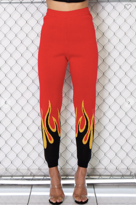 Fire pattern high rise knit joggers