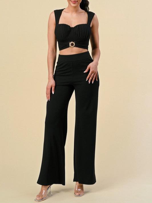 Crop top clearance with matching trousers