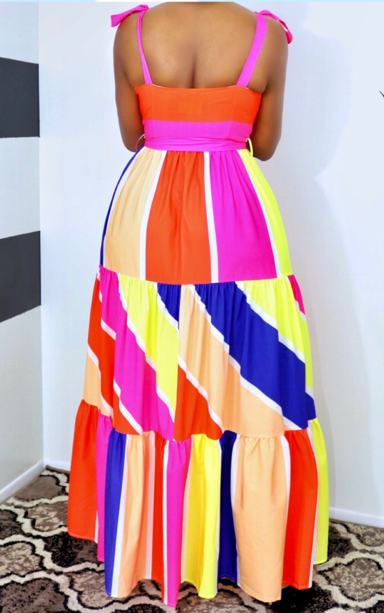Multi color wrap maxi dress